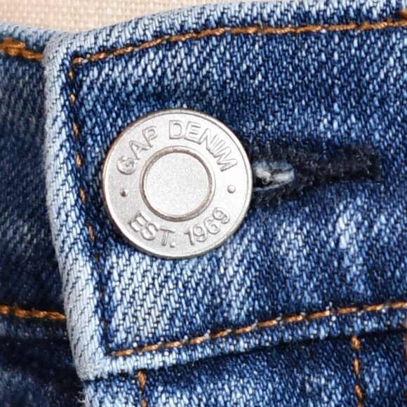 Gap Denim Blue Jeans Shorts, Distressed front and back,Cuffed Legs, Size 27 - Picture 2 of 4